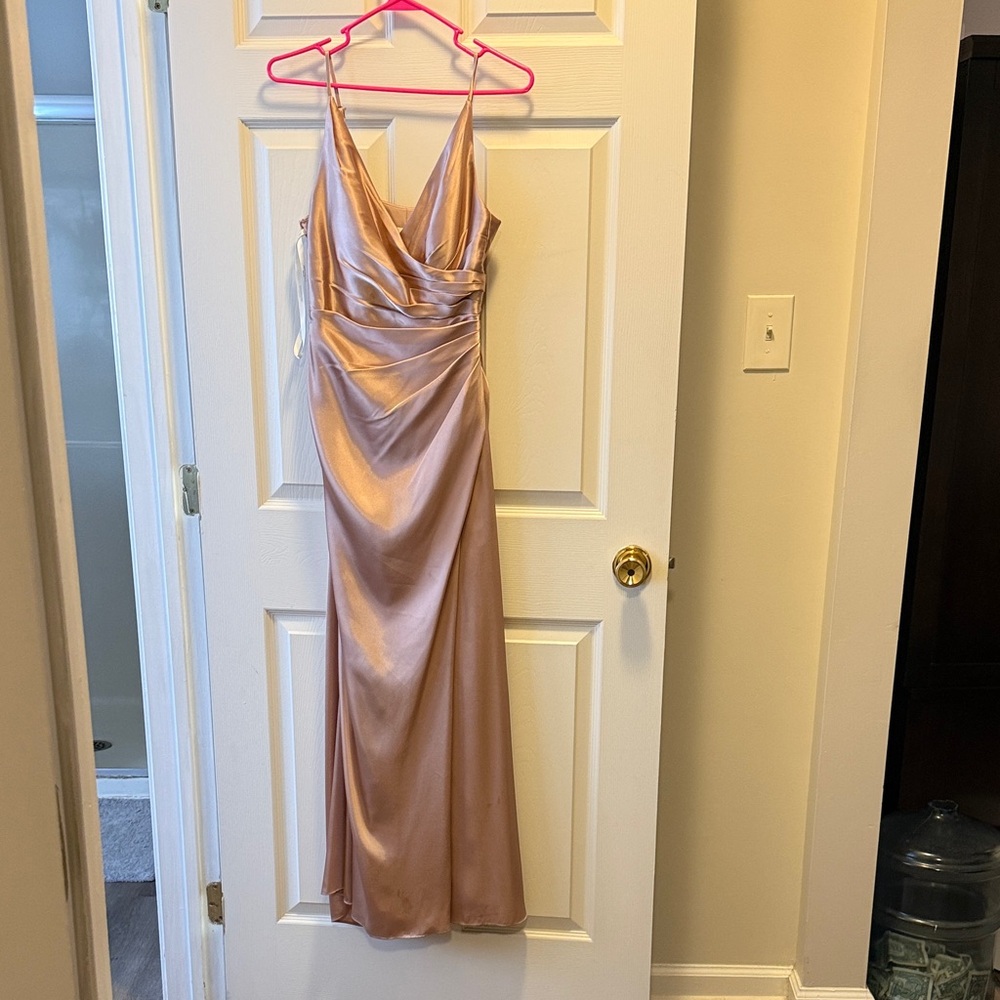 Charmeuse Draped Strappy Dress (Sand)